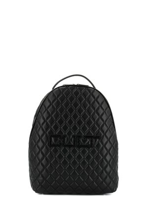 Zaino nero trapuntato con maniglia superiore e logo "CULT" in rilievo sul davanti, mostrato su sfondo bianco.