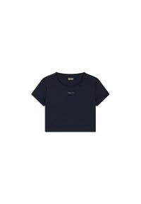 T-shirt cropped bleu marine à manches courtes. Doté d'un col rond et du logo 'FREDDY' brodé à l'avant. Texture de tissu lisse.