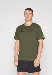 Champion ICONS TONAL CREWNECK WITH LARGE LOGO - T-Shirt print - dark green