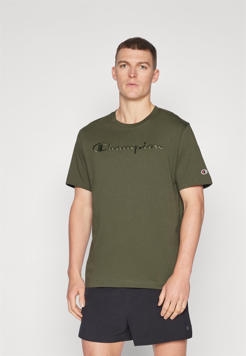 Champion ICONS TONAL CREWNECK WITH LARGE LOGO - T-Shirt print - dark green