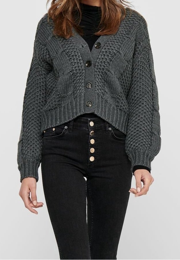 JDY Chaqueta de punto - mottled dark grey