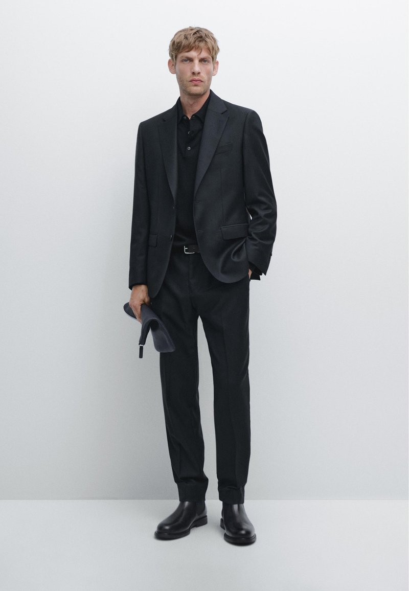 Massimo Dutti MICRO TEXTURED WEAVE Pantalon classique blue