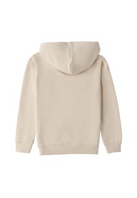 Felpa con cappuccio beige, dal tessuto morbido, con polsini e orlo a coste, e una finitura liscia sul retro. Design semplice senza loghi.