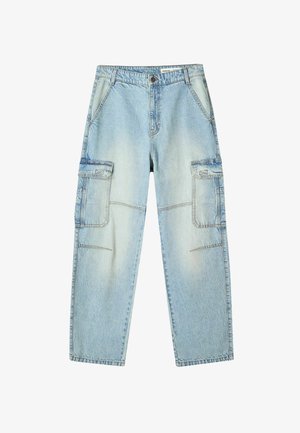 Bershka BAGGY CARGO - Jeans loose fit - blue denim
