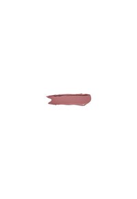 Échantillon de rouge à lèvres liquide mat dans une couleur rose atténuée, avec une texture lisse et crémeuse, légèrement plus large à une extrémité en s'effilant vers un point.
