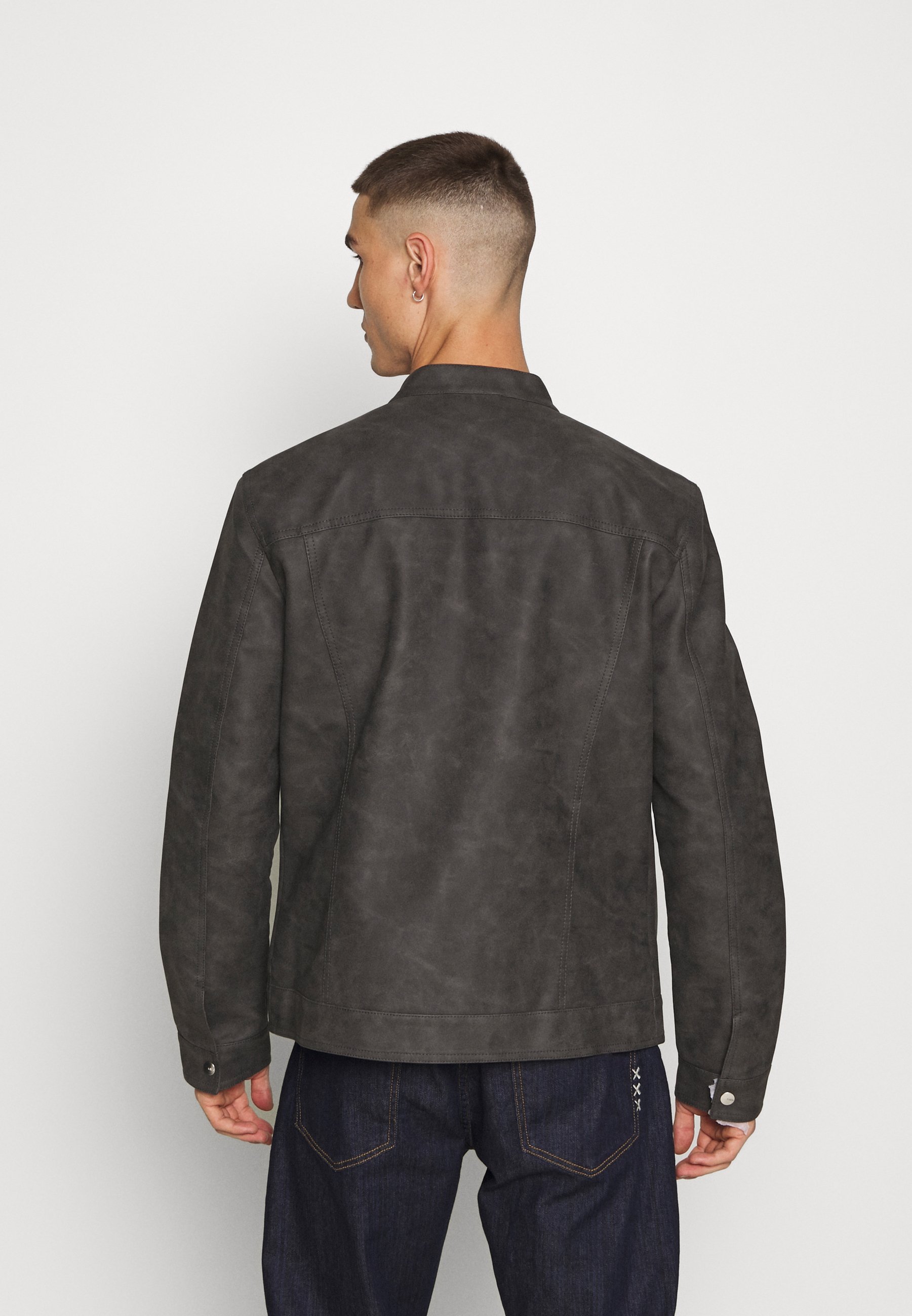 ONSJASPER Imitatieleren jas grey pinstripe ONSJASPER Imitatieleren jas grey pinstripe