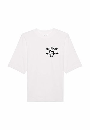 MI AMOR UNISEX DROPPED SHOULDER TEE - Print T-shirt - white