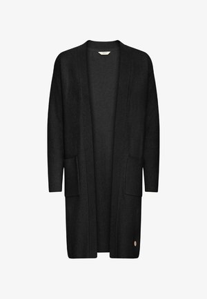 Mustern must karv n strandsuust, avatud ees, kahe eesmiseks taskuga ja väike logo aktsent alläärel.