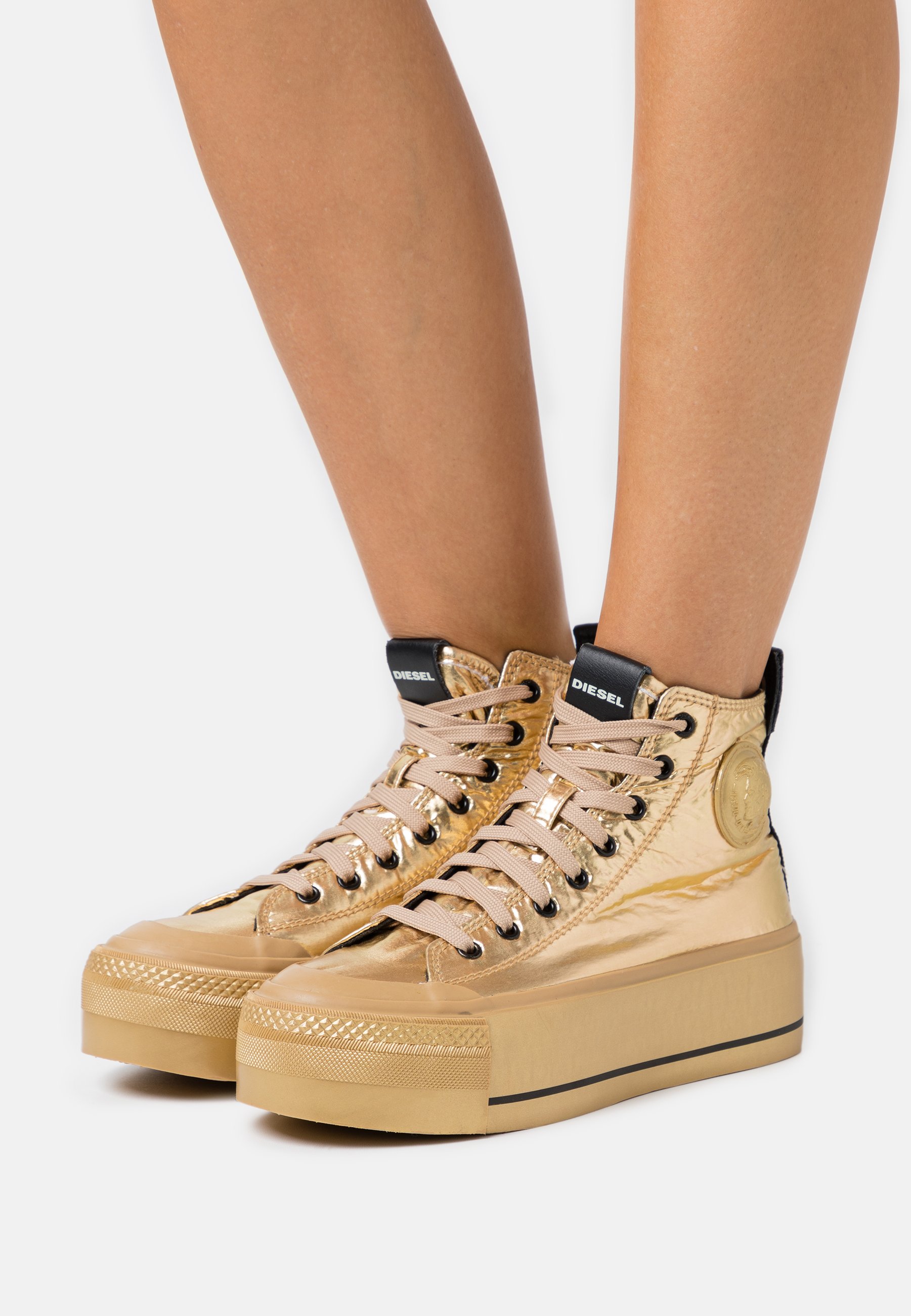 gold high top wedge sneakers