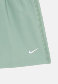 Pantalones cortos Nike de color verde claro con una textura suave, que presentan un logo blanco y costuras en contraste a lo largo de los lados.