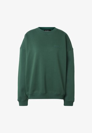 Tume roheline pusa, millel on pikkade varrukatega ümara kaelusega ja peen "DROPSIZE" tekst vasakul ülaküljel rinnal.