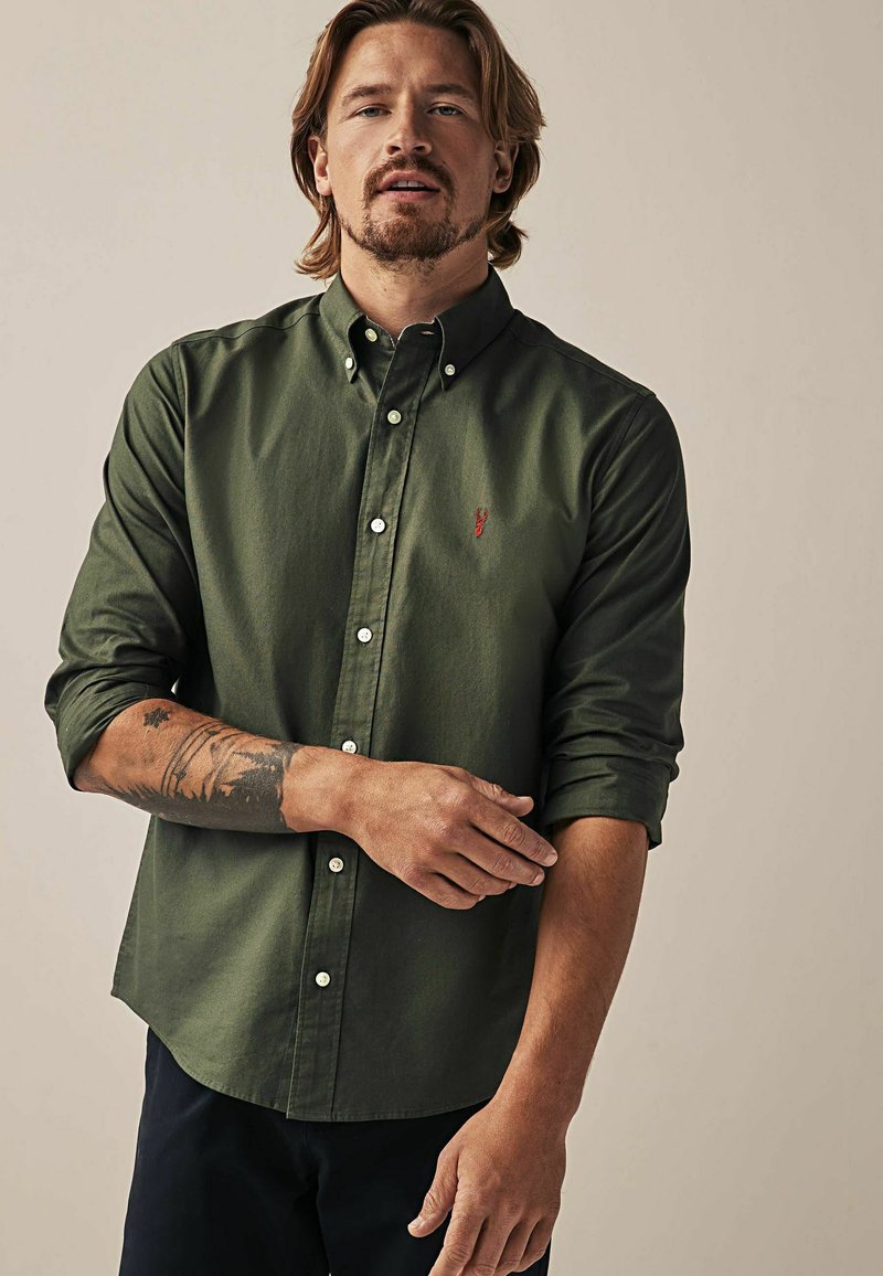 Next LONG SLEEVE OXFORD REGULAR FIT - Camisa - dark green