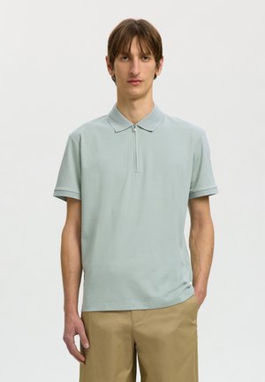 Selected, SLHFAVE ZIP - Polosärk - aqua gray