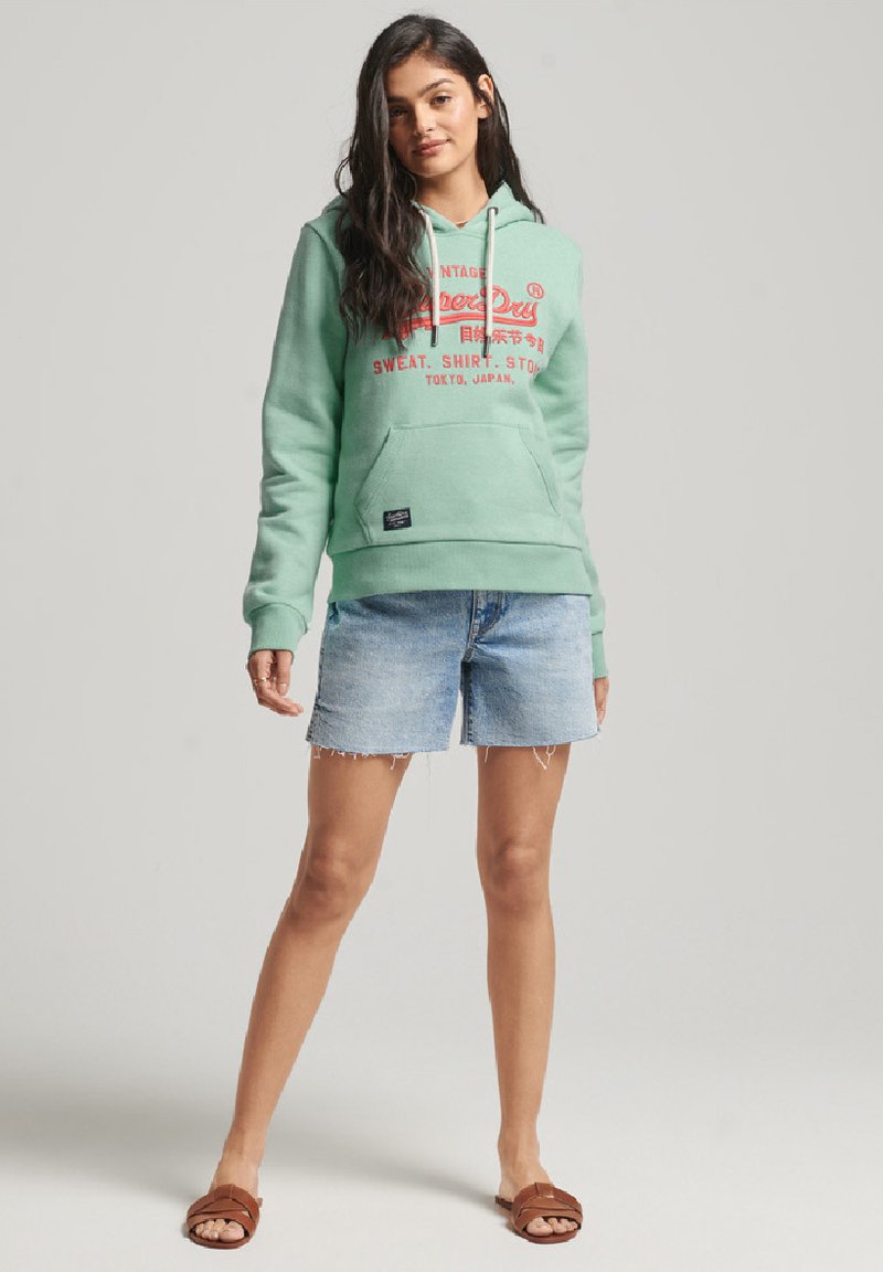 Superdry VINTAGE LOGO - Kapuzenpullover - minted green marl/grün  