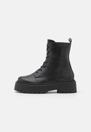 LEATHER - Bottines à lacets - black