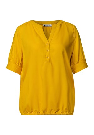 Street One, SHORT-SLEEVE BLOUSE WITH SPLIT NECK AND ELASTIC HEM - Blouse - saffron yellow