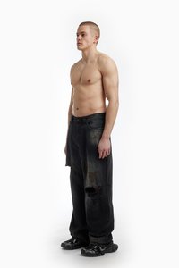 FAVELA KNEE DISTRESSED UNISEX - Traperice opuštenog kroja - black dod black washed