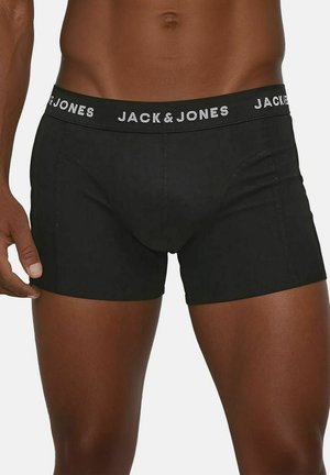 Schwarze Boxer Shorts aus dehnbarem Material mit einem breiten Bund, der mit dem weißen Branding "JACK & JONES" versehen ist, und flachen Nähten für zusätzlichen Komfort.