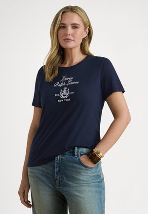 EMBROIDERED-CREST JERSEY TEE - Print T-shirt - lauren navy