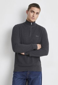 GANT HALFZIP - Stickad tröja - antracit melange