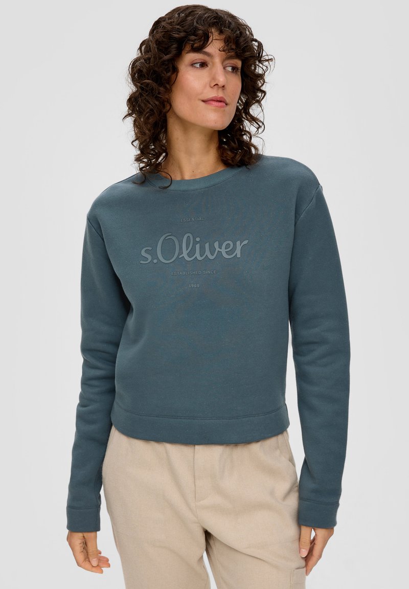 s.Oliver MIT LOGO-PRINT - Sweater - olivgrün