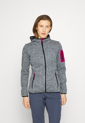 WOMAN JACKET FIX HOOD - Fleecová bunda - titanio/bianco/fucsia