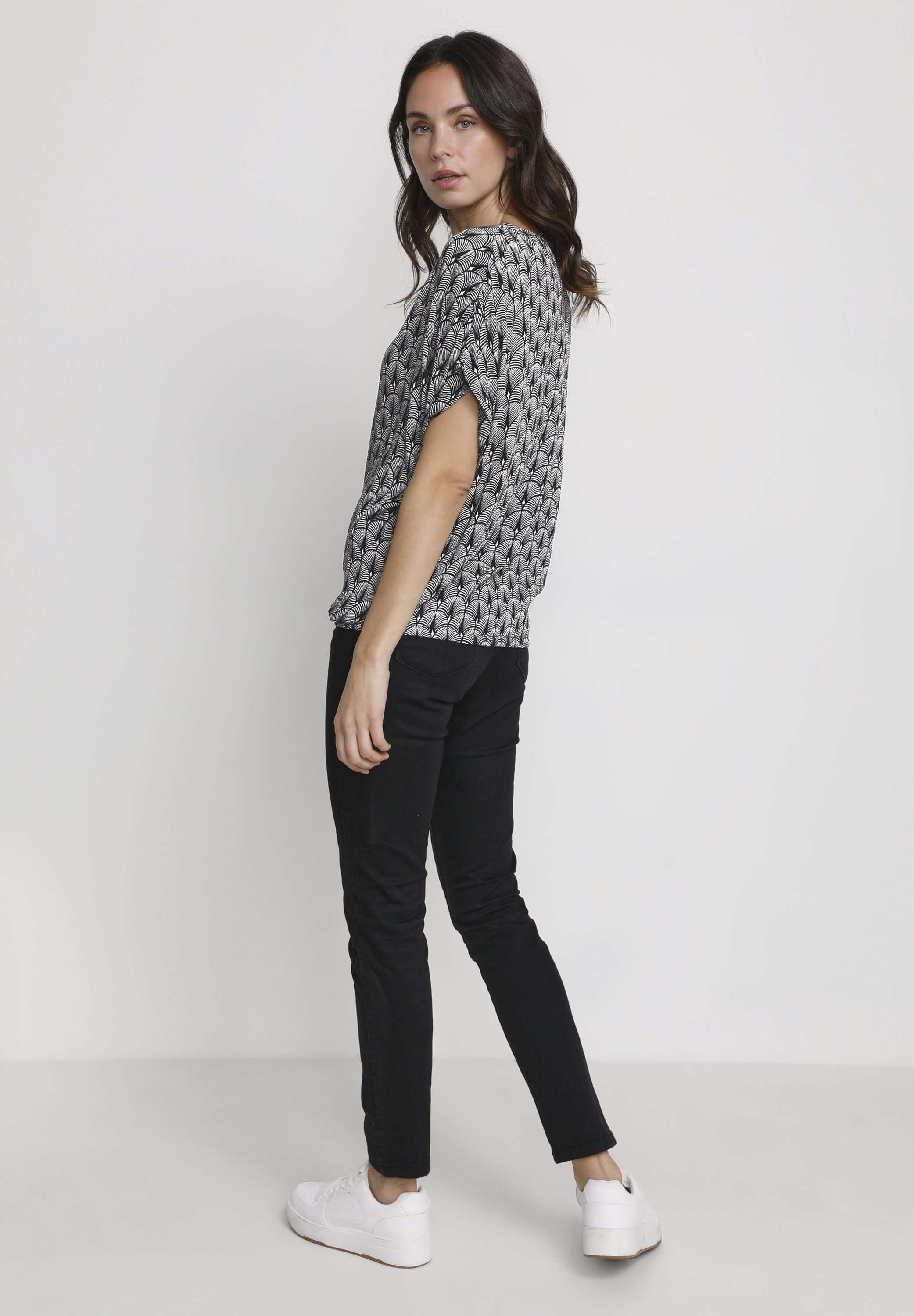 売れ筋商品|||カフェ シャツ レディース トップス Blouse - black/chalk/rose fan print カフェ レディース シャツ トップス Blouse - black/chalk/rose