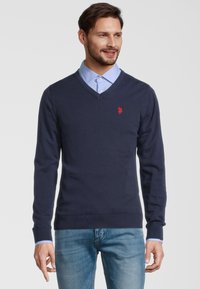 U.S. Polo Assn. V AUSSCHNITT - Pulover - marine