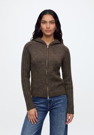Weekday, ZIP HOODE - Gilet - dark brown melange