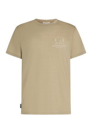 icebreaker, TECH PASS - T-shirt con stampa - beige