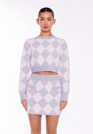 Mini skirts  - lilac metallic argyle