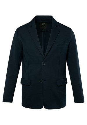 Marineblazer aus glattem Stoff, mit Reverskragen, einer einzigen Knopfverschluss, zwei Fronttaschen und einer Brusttasche.