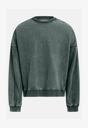 Übergroßes Sweatshirt mit Rundhalsausschnitt in Dunkelgrün, mit gerippten Bündchen und Saum, strukturiertem Stoff und eingesteppten Details entlang der Nähte.