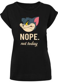 F4NT4STIC EXTENDED SHOULDER TOM AND JERRY TV SERIE NOPE NOT TODAY - Print T- shirt - black