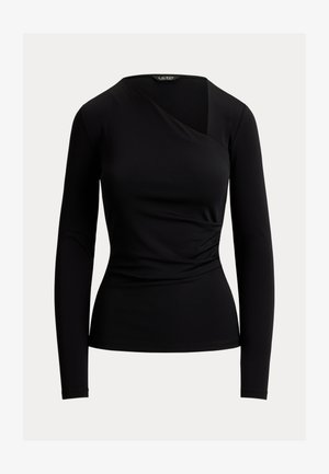 Lauren Ralph Lauren, JERSEY ASYMMETRICAL LONG-SLEEVE TOP - Maglietta a manica lunga - black