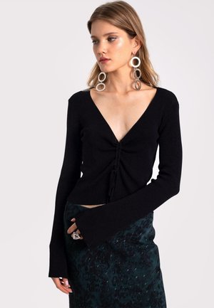 THE-ARE ESCOTE EN PICO CON FRUNCE DELANTERO - Camiseta de manga larga - black