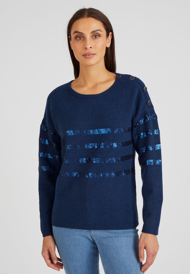 Damart RAYÉ À SEQUINS  - Maglione - marine rayé