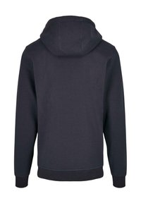 Kapuzenshirt in einfarbigem Schwarz, mit langen Ärmeln, einem strukturierten Baumwoll-Mix und gerippten Bündchen und Saum. Glattes, lässiges Design.