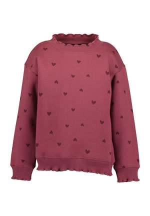 Langærmet sweatshirt i støvet rosa med små mørke hjerte-mønstre, ribbet, rynket krave, manchetter og kant.