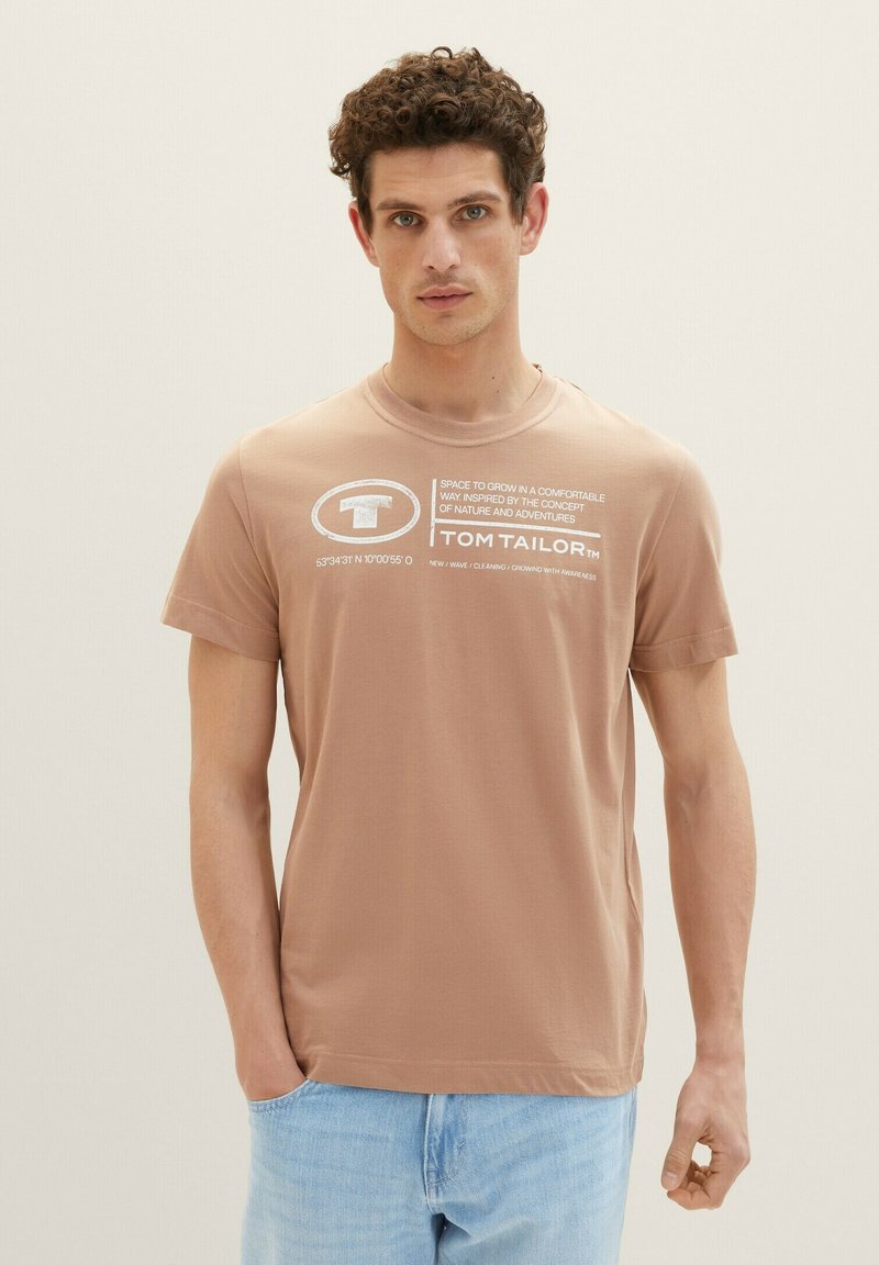 TOM TAILOR LOGO PRINT - Camiseta estampada - desert fawn