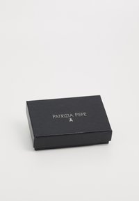 Black rectangular box with a textured finish, featuring a silver logo "PATRIZIA PEPE" centered on the lid.