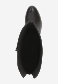 Braune Leder-Stiefelette mit abgerundeter Zehenpartie, glatter Textur und Innenpolsterung. Seitlicher Reißverschluss und minimale Nähte.