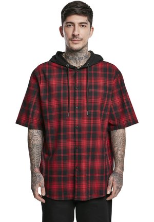 HOODED SHORT SLEEVE SHIRT - Button down-skjorte - black