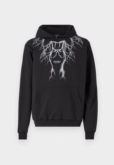 PHOBIA ARCHIVE HOODIE WITH LIGHTNING AND LOGO PRINT - Felpa - black/grey