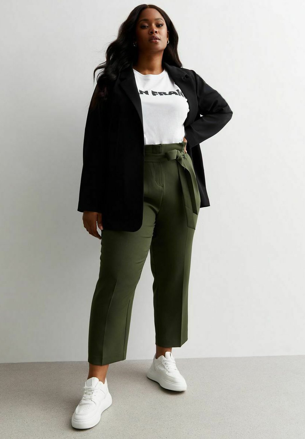 New Look Curves CURVES HIGH WAIST PAPER Pantaloni khaki/cachi