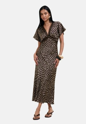 Friends Like These, REGULAR FIT - SATIN LACE TRIM BATWING MIDI DRESS - Freizeitkleid - brown cream