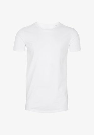 Witte katoenen t-shirt met korte mouwen en een ronde hals. Gladde textuur, klassieke pasvorm en geen zichtbare patronen of accenten.