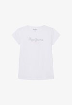 Pepe Jeans HANA GLITTER - T-shirt con stampa - white/bianco Pepe Jeans HANA GLITTER - T-shirt con stampa - white/bianco