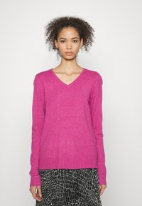 VILA VIRIL L/S V-NECK TOP - Camisola - magenta haze melange