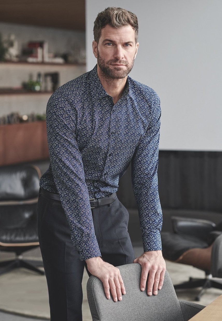 Marvelis Herren Businesshemd Modern Fit - Bügelfrei Kariert 100% Baumwolle Langarm